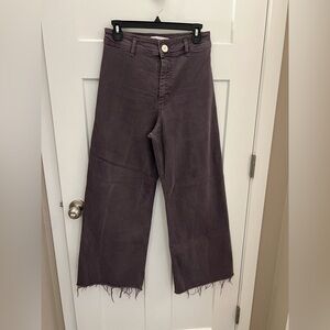 ZARA Purple Wide-Leg Frayed Hem Pants